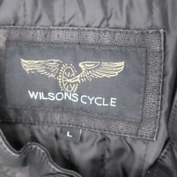 Wilson's Cycle Y2K Men’s Black Cafe Striped Racer Faux Leather Motorcycle Jacket - Picture 5 of 7